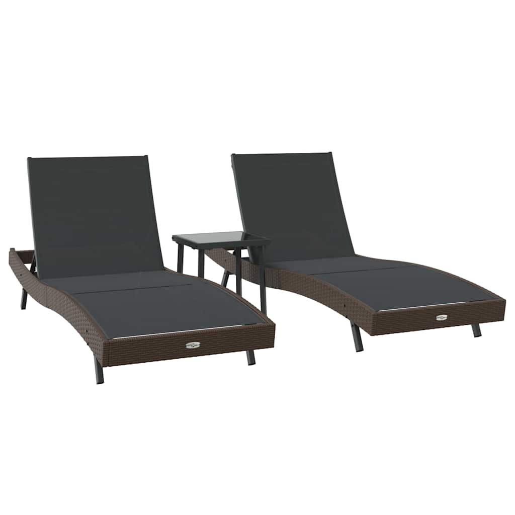 Solstol 3 Dele 197 X 70 X 82 Cm Polyrattan - Billede 2