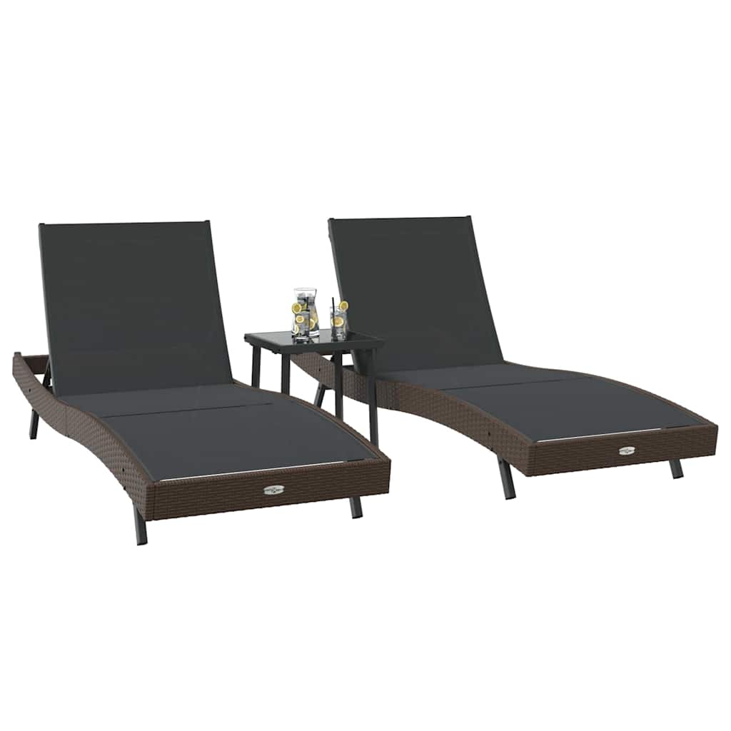 Solstol 3 Dele 197 X 70 X 82 Cm Polyrattan - Billede 3