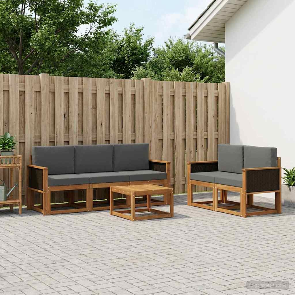 Udendørs Sofagruppe Med Pude 6 Dele - Variant 3384983