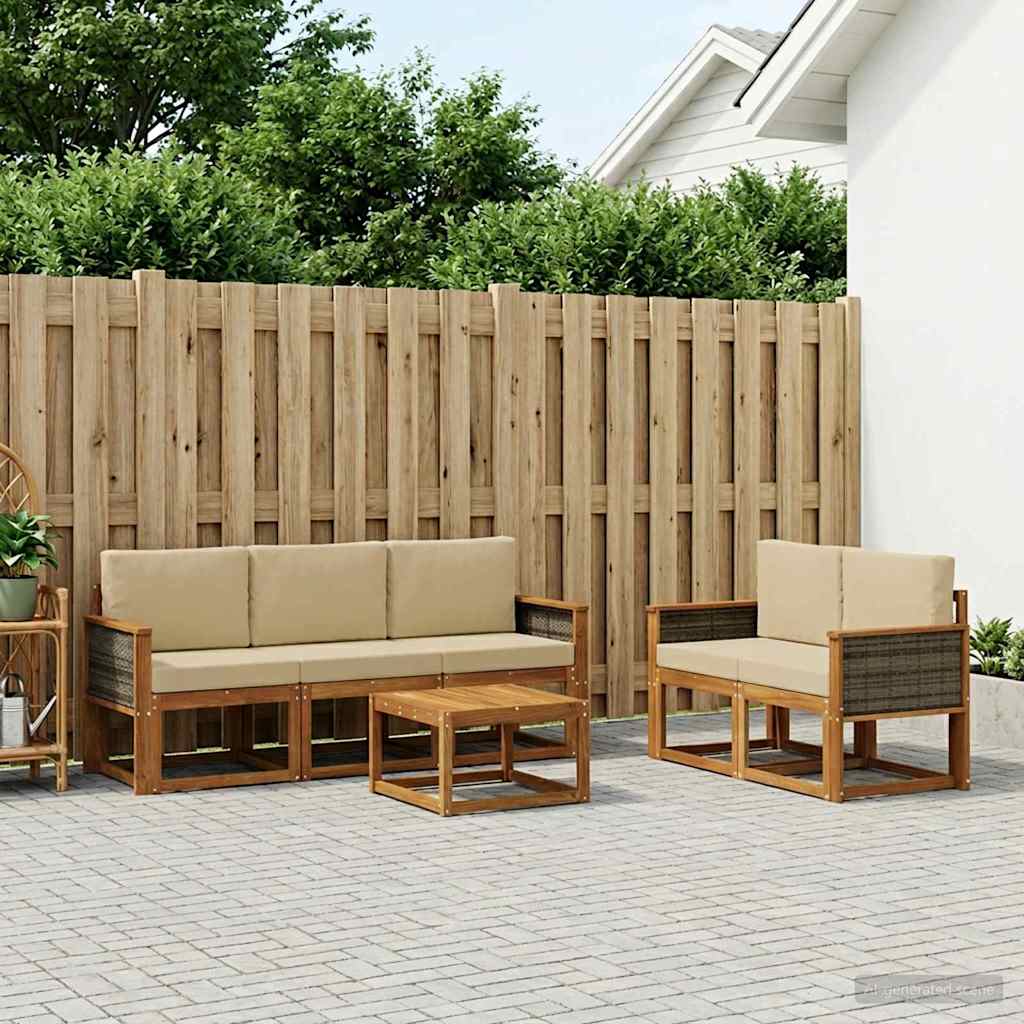Udendørs Sofagruppe Med Pude 6 Dele - Variant 3384989