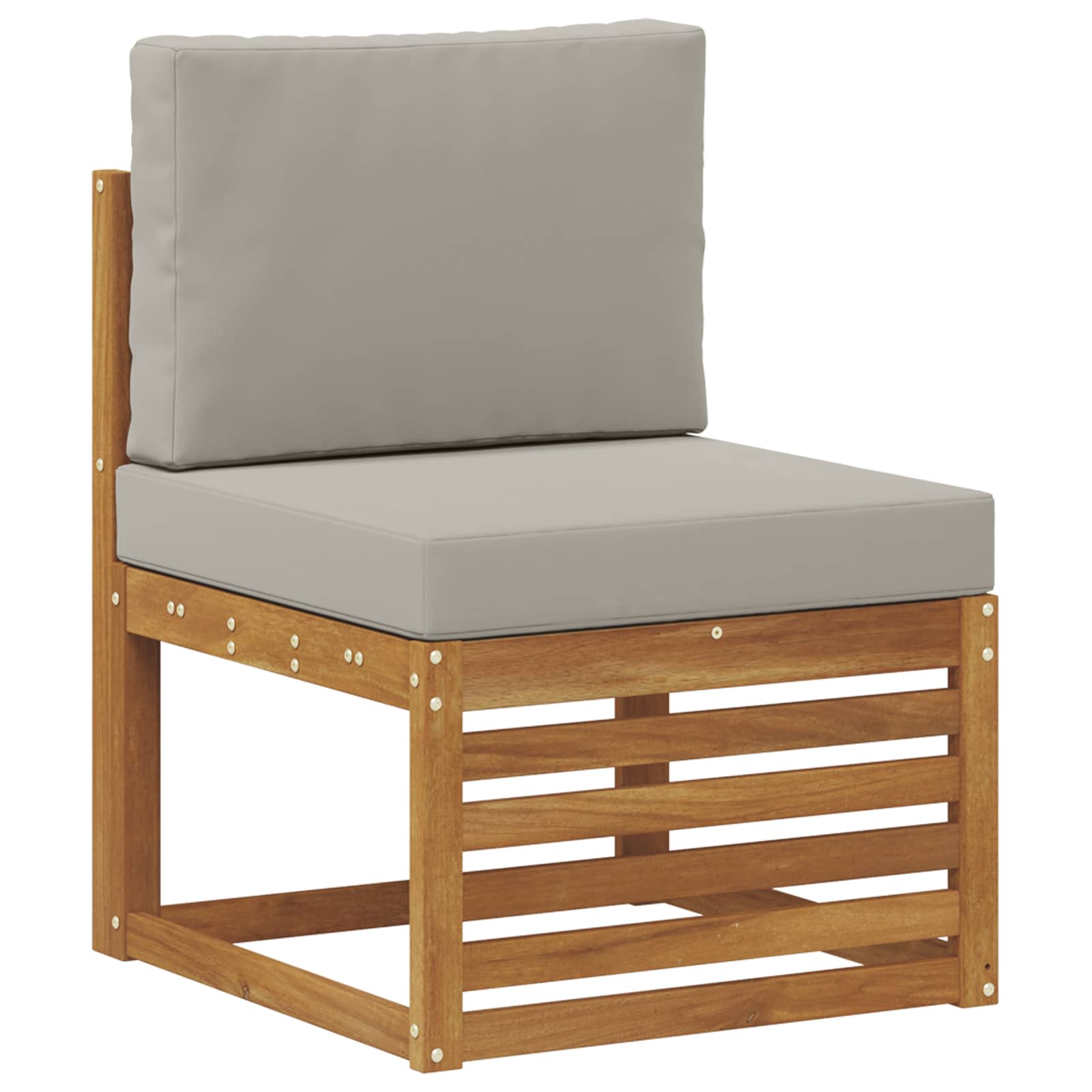 Sektionalsofa Sæt Med Pude 5 Dele Naturfarvet Og Lysegrå - Billede 3