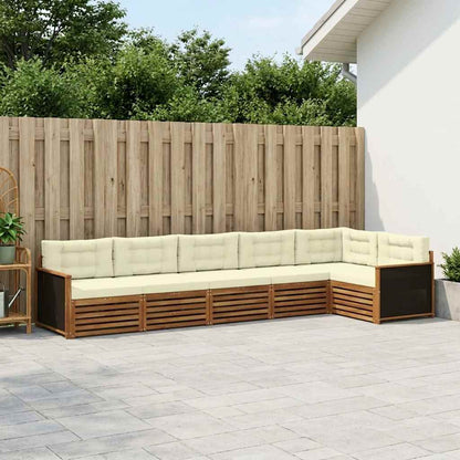 Udendørs Sofagruppe 6 Dele Naturlig Og Fløde 406 X 168,5 X 73 Cm - Hovedbillede
