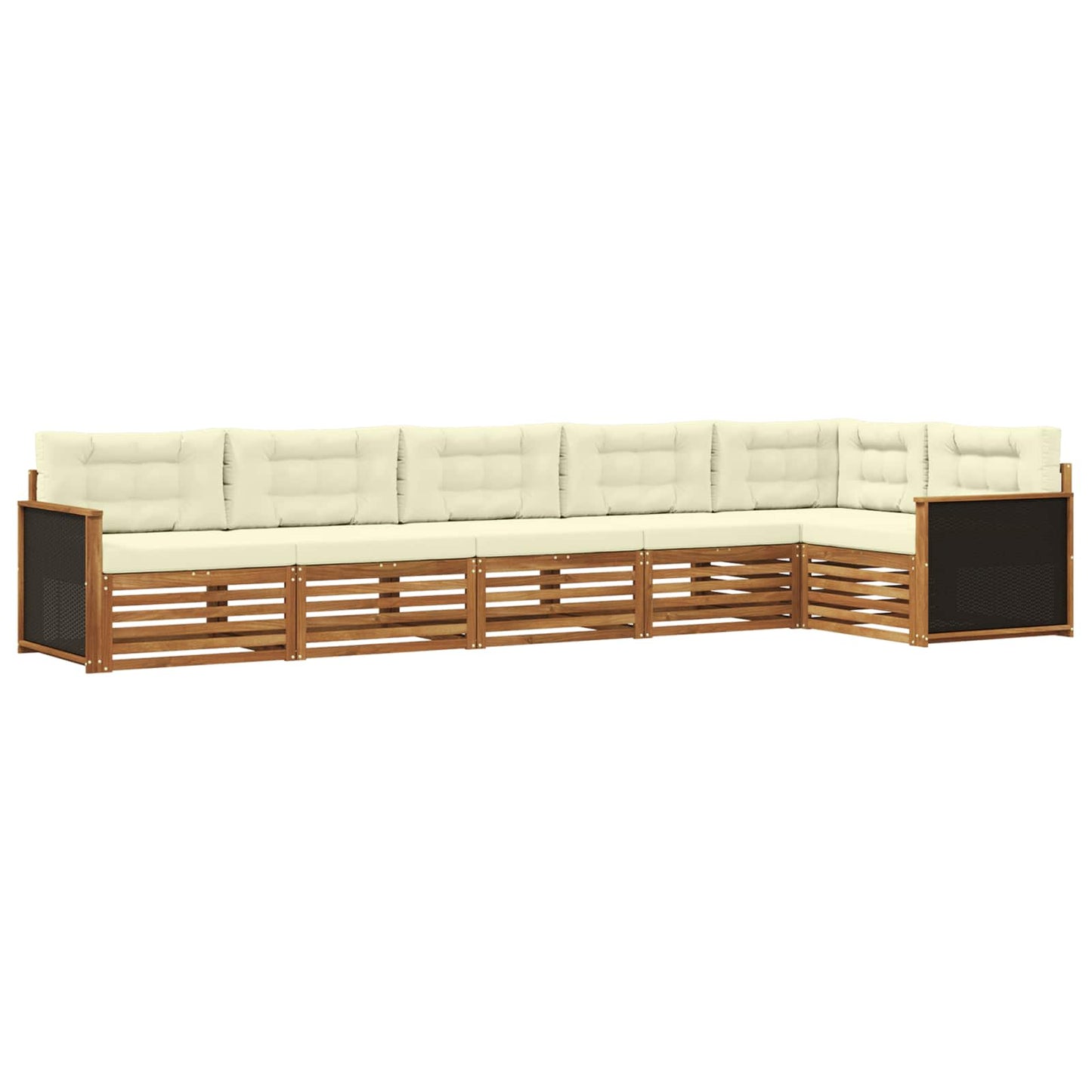 Udendørs Sofagruppe 6 Dele Naturlig Og Fløde 406 X 168,5 X 73 Cm - Billede 2