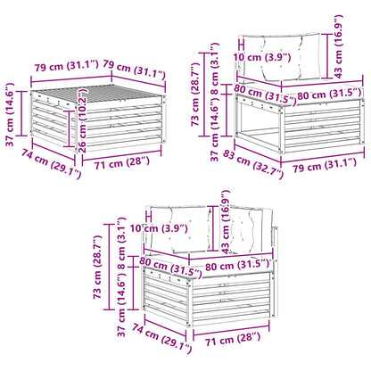 Udendørs Sofagruppe Med Pude 7 Dele Naturlig Og Fløde - Billede 8