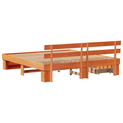 Sengestel Med Skuffe Gyldenbrun 180 X 200 Cm Massivt Fyrretræ - Billede 10