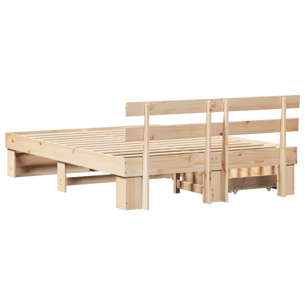 Sengestel Med Hovedgærde Brun 160 X 200 Cm Massivt Fyrretræ - Billede 10