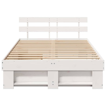 Sengestel Med Hovedgærde Hvid 135 X 190 Cm Massivt Fyrretræ - Billede 8