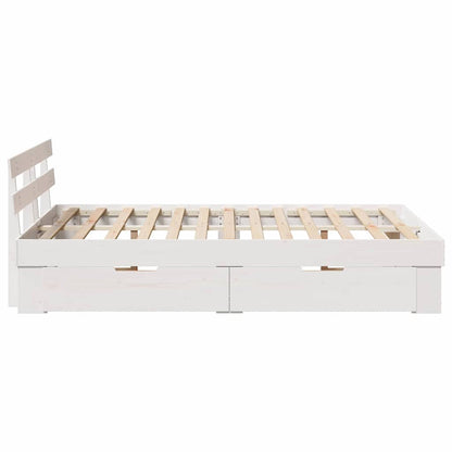 Sengestel Med Hovedgærde Hvid 135 X 190 Cm Massivt Fyrretræ - Billede 9