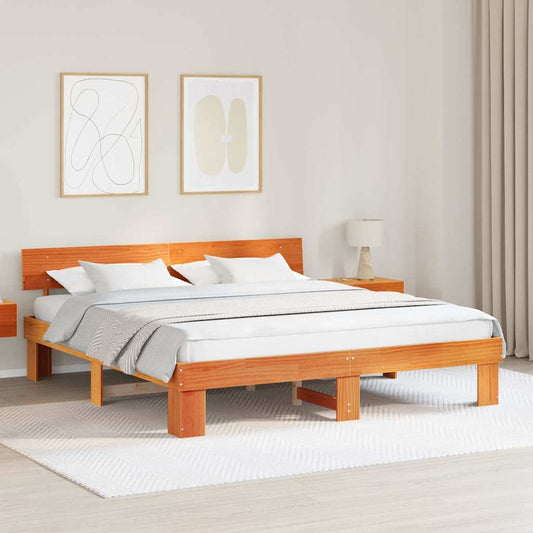 Sengestel Gyldenbrun 200 X 200 Cm Massivt Fyrretræ - Hovedbillede