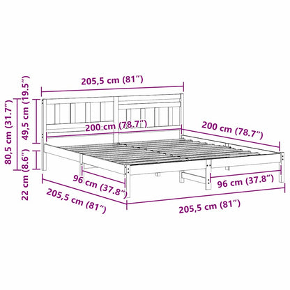 Sengestel Med Hovedgærde Brun 200 X 200 Cm Massivt Fyrretræ - Billede 10