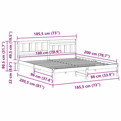 Sengestel Med Hovedgærde Brun 180 X 200 Cm Massivt Fyrretræ - Billede 10