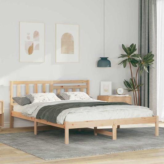 Sengestel Med Hovedgærde Brun 160 200 Cm Massivt Fyrretræ - Hovedbillede