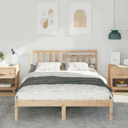 Sengestel Med Hovedgærde Brun 135 190 Cm Massivt Fyrretræ - Billede 5