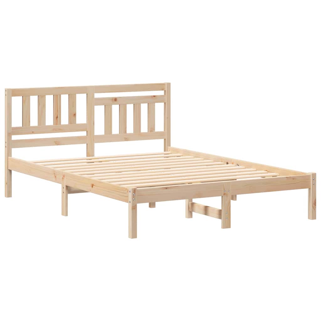 Sengestel Med Hovedgærde Brun 135 190 Cm Massivt Fyrretræ - Billede 2