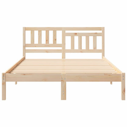Sengestel Med Hovedgærde Brun 135 190 Cm Massivt Fyrretræ - Billede 6