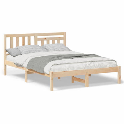 Sengestel Med Hovedgærde Brun 135 190 Cm Massivt Fyrretræ - Billede 4