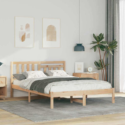 Sengestel Med Hovedgærde Brun 120 190 Cm Massivt Fyrretræ - Hovedbillede