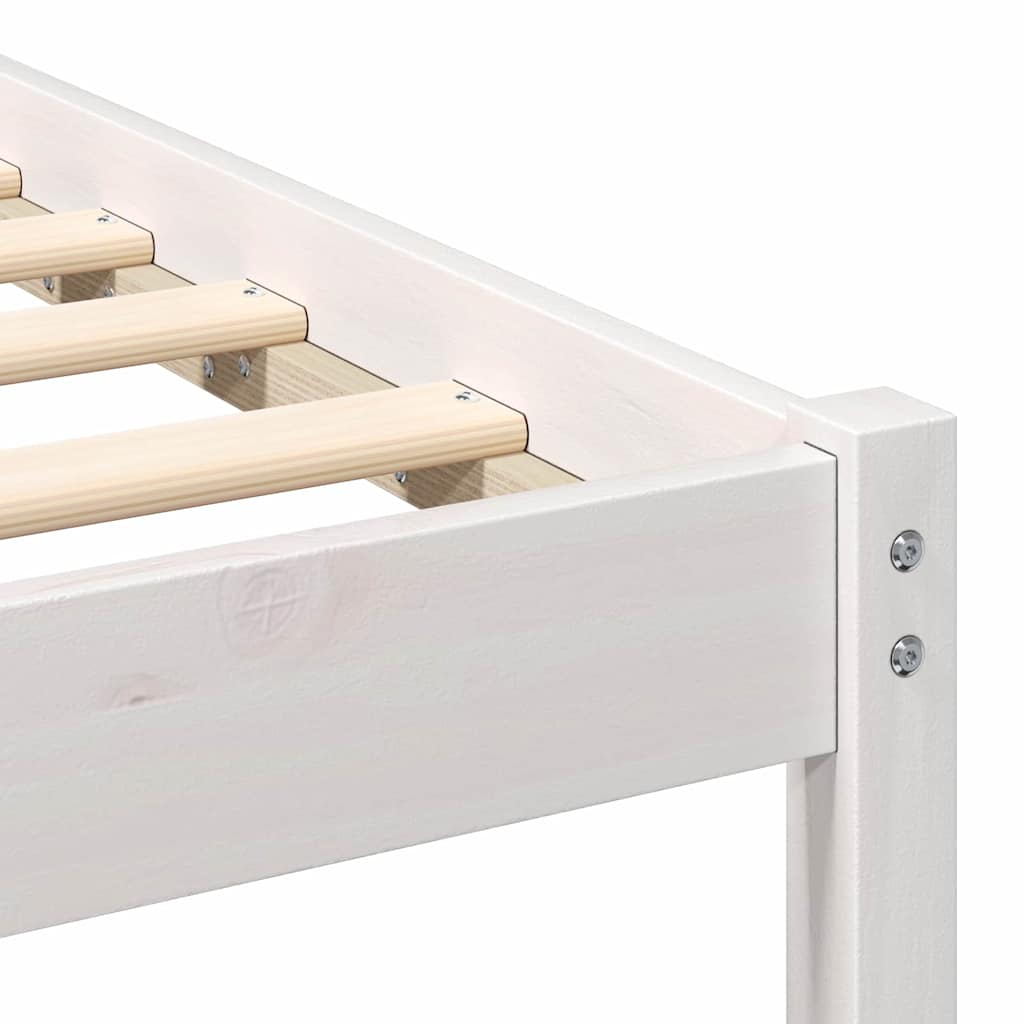 Sengestel Med Hovedgærde Hvid 90 X 200 Cm Massivt Fyrretræ - Billede 9