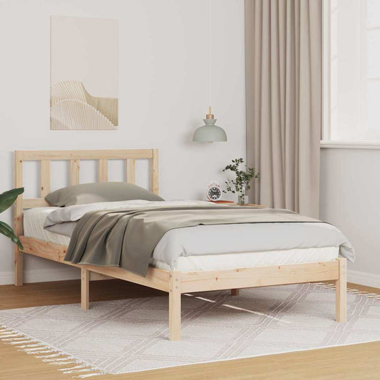 Sengestel Med Hovedgærde Brun 90 190 Cm Massivt Fyrretræ - Hovedbillede