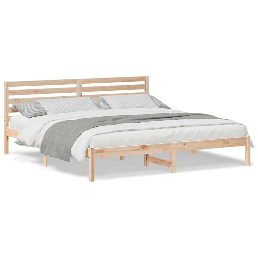 Sengestel Med Hovedgærde Brun 180 X 200 Cm Massivt Fyrretræ - Billede 4