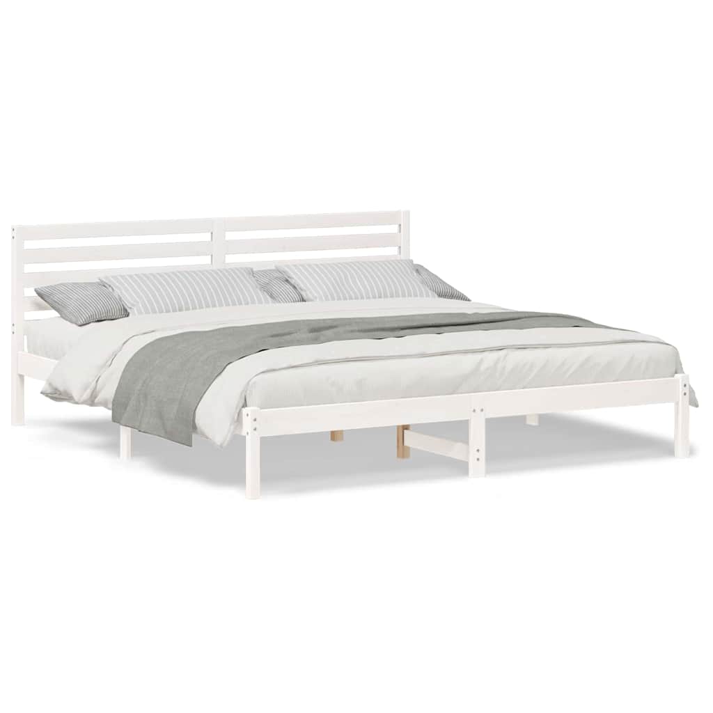 Sengestel Med Hovedgærde Hvid 180 X 200 Cm Massivt Fyrretræ - Billede 4