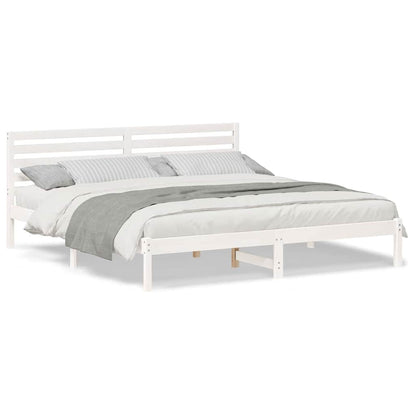Sengestel Med Hovedgærde Hvid 180 X 200 Cm Massivt Fyrretræ - Billede 4