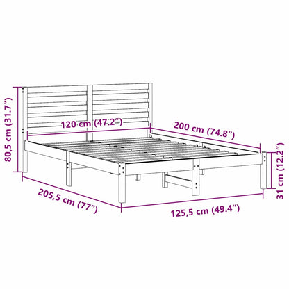 Sengestel Med Hovedgærde Hvid 120 X 200 Cm Massivt Fyrretræ - Billede 10