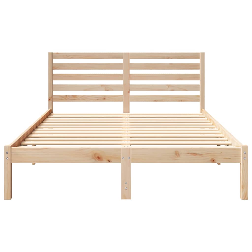 Sengestel Med Hovedgærde Brun 135 190 Cm Massivt Fyrretræ - Billede 6