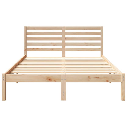 Sengestel Med Hovedgærde Brun 135 190 Cm Massivt Fyrretræ - Billede 6