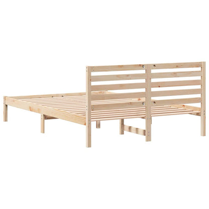 Sengestel Med Hovedgærde Brun 140 X 210 Cm Massivt Fyrretræ - Billede 8
