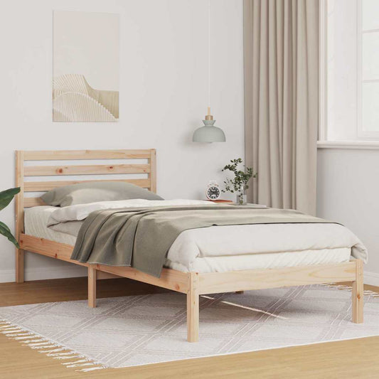 Sengestel Med Hovedgærde Brun 80 220 Cm Massivt Fyrretræ - Hovedbillede