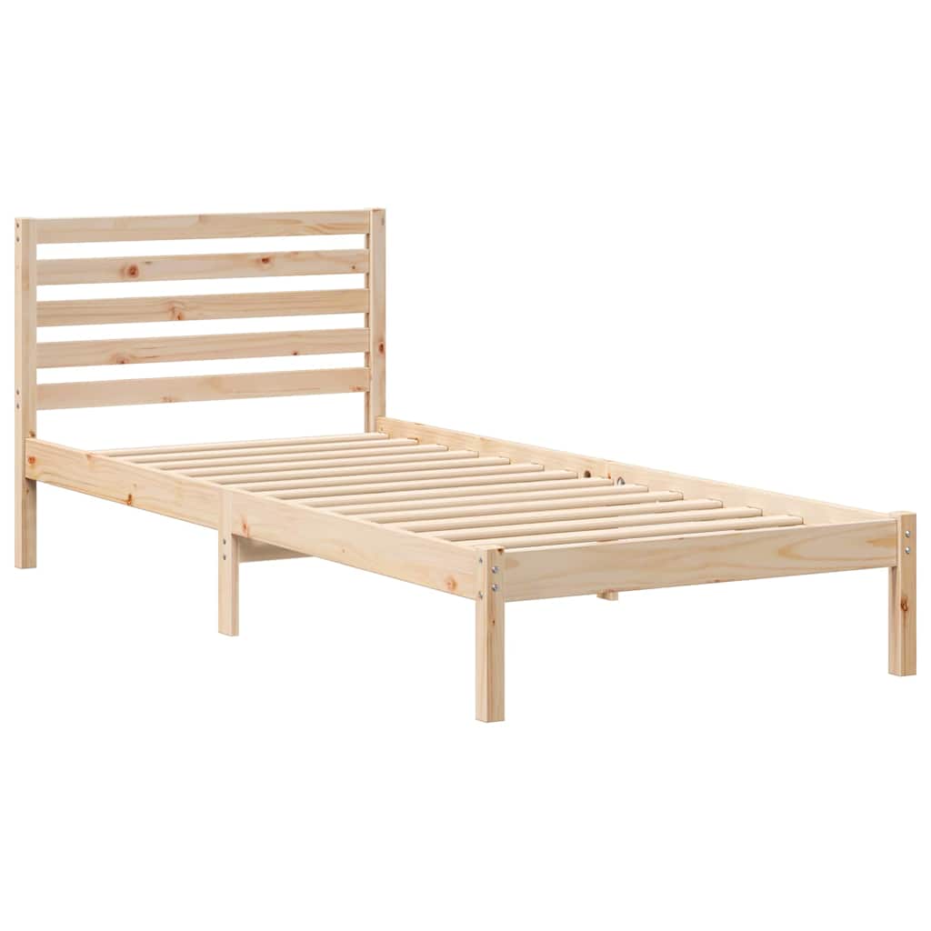Sengestel Med Hovedgærde Brun 80 220 Cm Massivt Fyrretræ - Billede 2