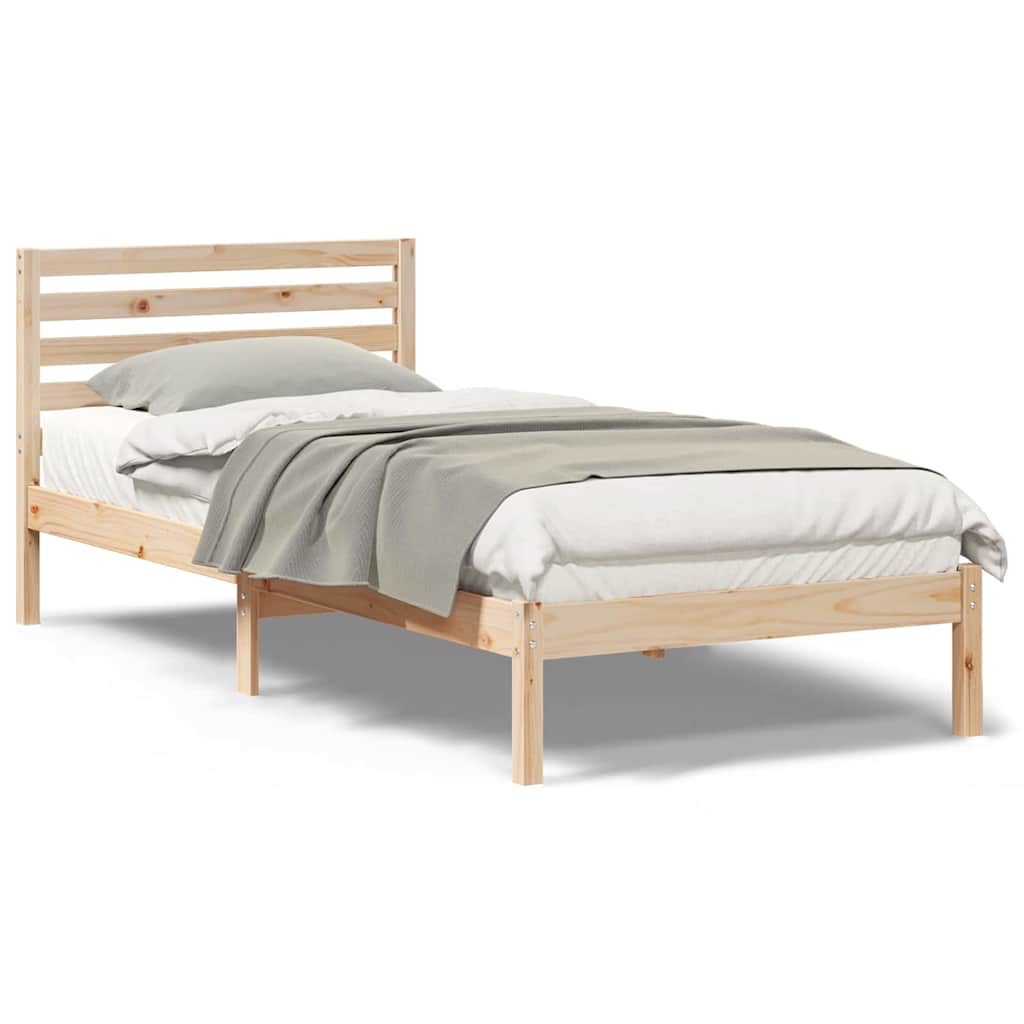 Sengestel Med Hovedgærde Brun 80 X 220 Cm Massivt Fyrretræ - Billede 4