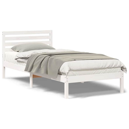 Sengestel Med Hovedgærde Hvid 80 220 Cm Massivt Fyrretræ - Billede 4