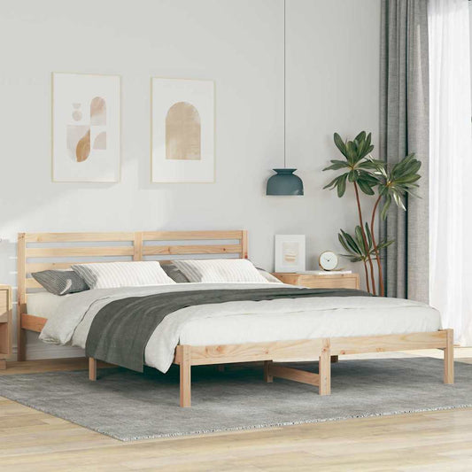 Sengestel Med Hovedgærde Brun 160 220 Cm Massivt Fyrretræ - Hovedbillede