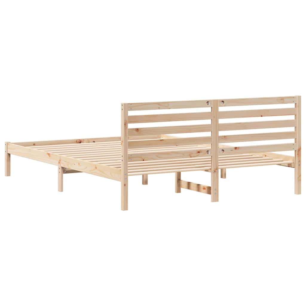 Sengestel Med Hovedgærde Brun 160 220 Cm Massivt Fyrretræ - Billede 8