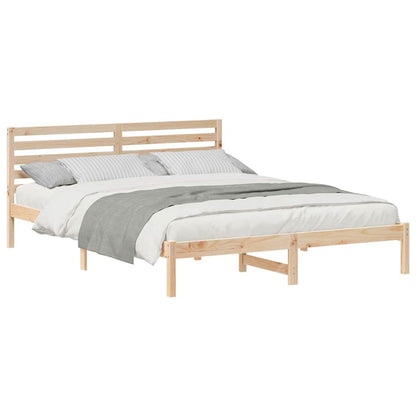 Sengestel Med Hovedgærde Brun 160 220 Cm Massivt Fyrretræ - Billede 3