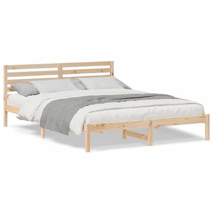 Sengestel Med Hovedgærde Brun 160 220 Cm Massivt Fyrretræ - Billede 4