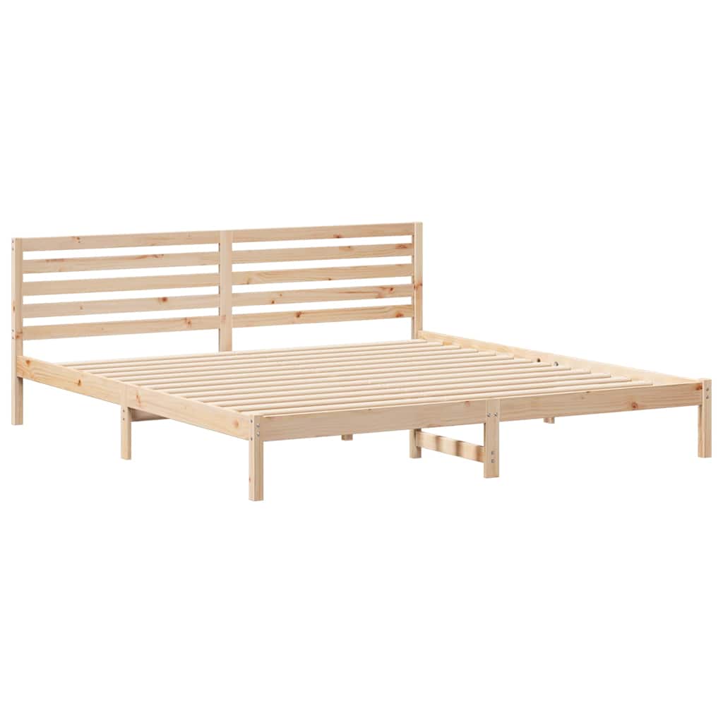 Sengestel Med Hovedgærde Brun 180 220 Cm Massivt Fyrretræ - Billede 2