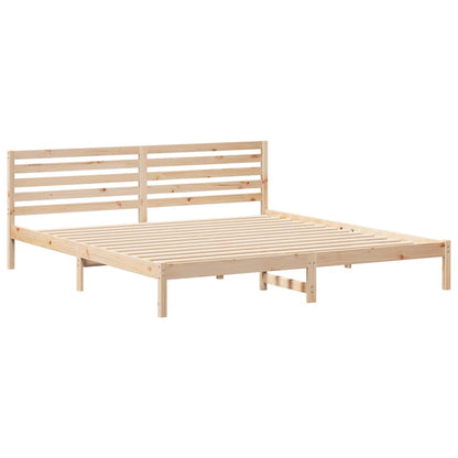 Sengestel Med Hovedgærde Brun 180 220 Cm Massivt Fyrretræ - Billede 2