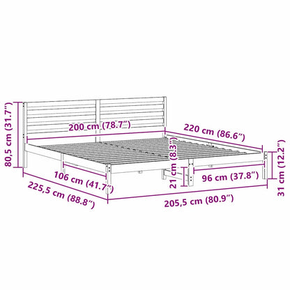Sengestel Med Hovedgærde Brun 200 X 220 Cm Massivt Fyrretræ - Billede 10