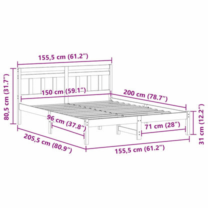 Sengestel Med Hovedgærde Brun Massivt Fyrretræ - Billede 10