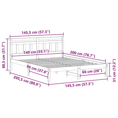 Sengestel Med Hovedgærde Hvid Massivt Fyrretræ - Billede 10