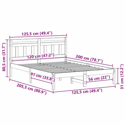 Sengestel Med Hovedgærde Hvid Massivt Fyrretræ - Billede 10