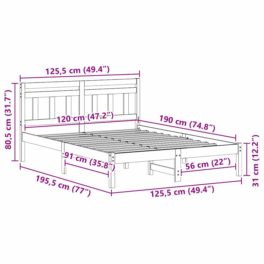 Sengestel Med Hovedgærde Brun Konstruktionsfyr - Billede 10