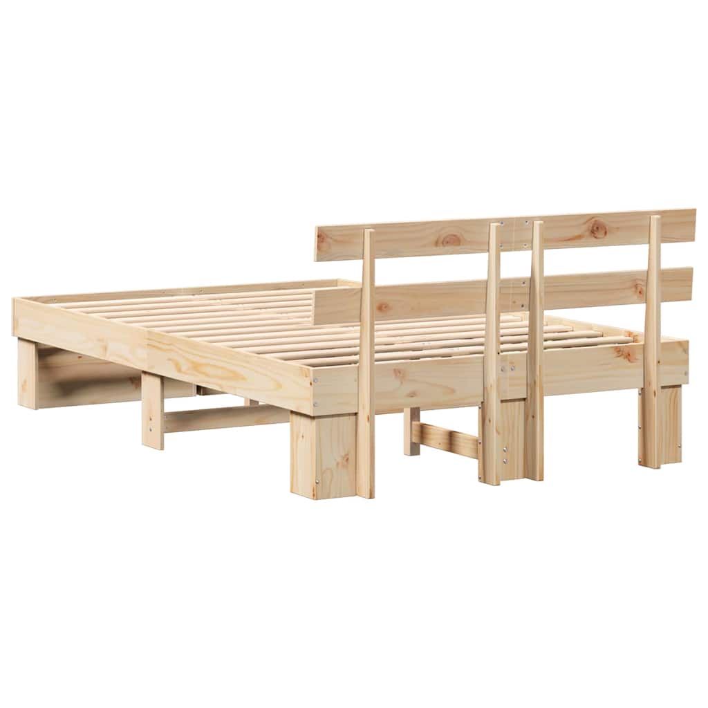 Sengestel Med Hovedgærde Brun 140 190 Cm Massivt Fyrretræ - Billede 8