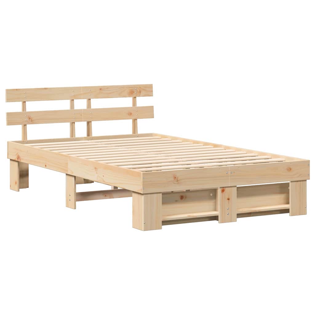 Sengestel Med Hovedgærde Brun 135 190 Cm Massivt Fyrretræ - Billede 2
