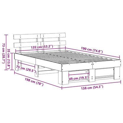 Sengestel Med Hovedgærde Brun 135 190 Cm Massivt Fyrretræ - Billede 10