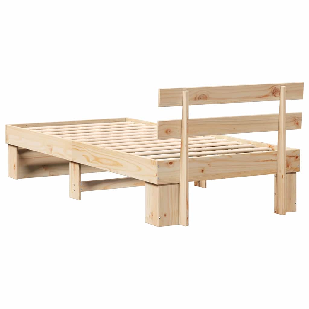 Sengestel Med Hovedgærde Brun 75 190 Cm Massivt Fyrretræ - Billede 8