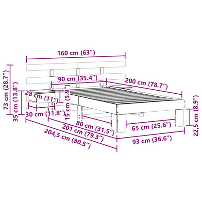 Sengestel Med Hovedgærde Brun 90 X 200 Cm Massivt Fyrretræ - Billede 11